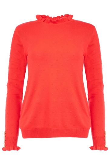 NED Trui FLEET LS RMB BREI 25W1 U106 43 533 tomato