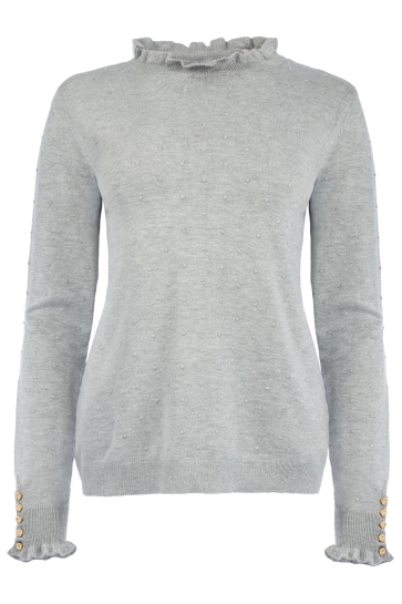 NED Trui FLEET LS RMB BREI 25W1 U106 43 Light Grey Melange