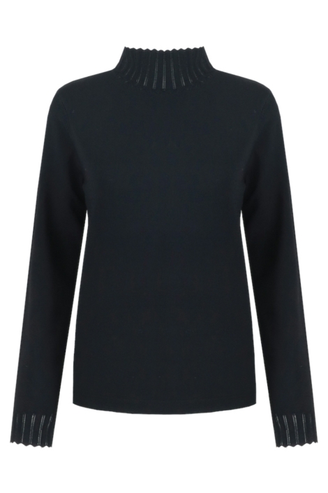 Fluresk zwarte dames sweater | Vooraanzicht