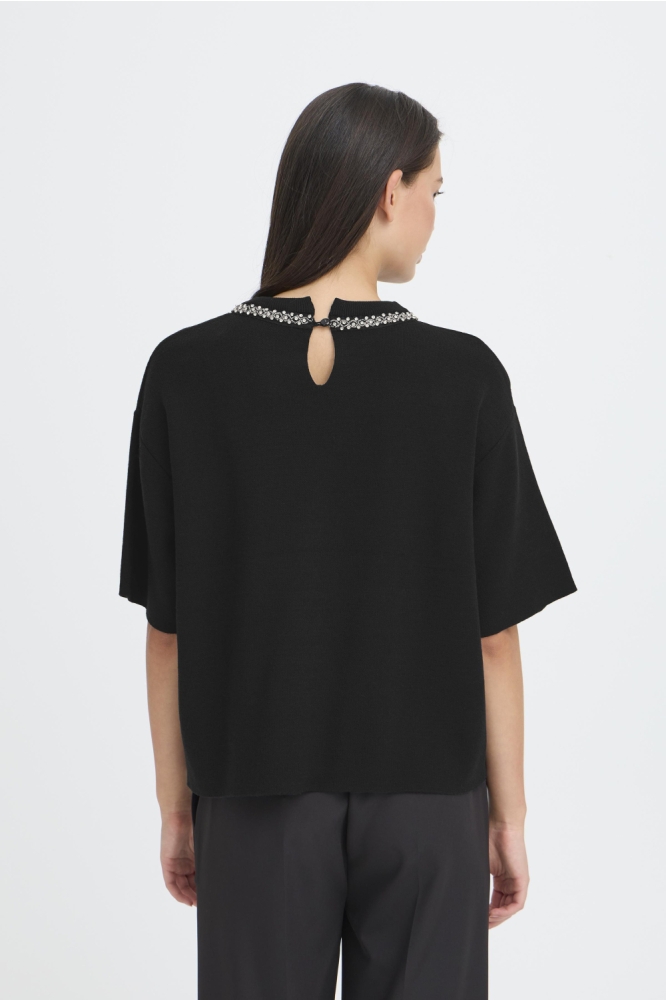 Ichi zwarte dames trui | Model achteraanzicht