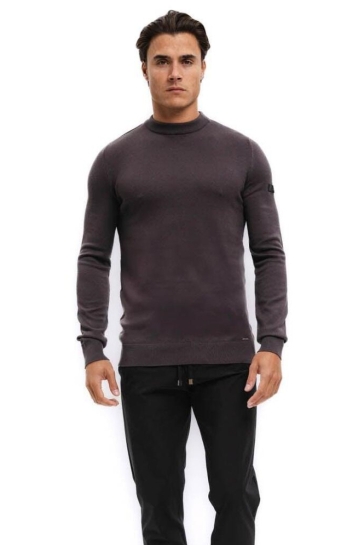 Malelions KNITTED CREWNECK MM3 AW25 05 MULCH BROWN
