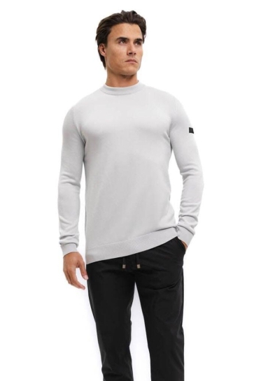 Malelions KNITTED CREWNECK MM3 AW25 05 OCEAN GREY