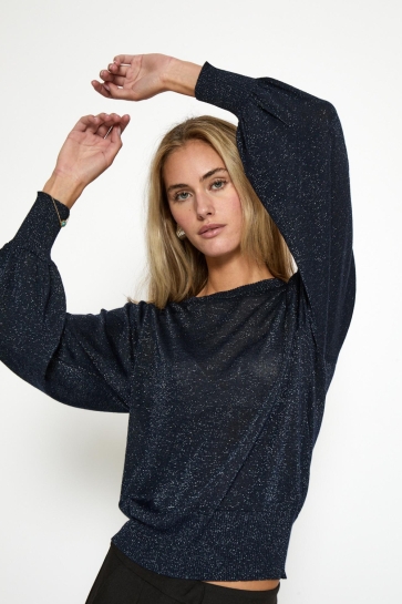 Minus Trui LIVA METALLIC LONG SLEEVE MI6506 5270MET BLACK IRIS METAL