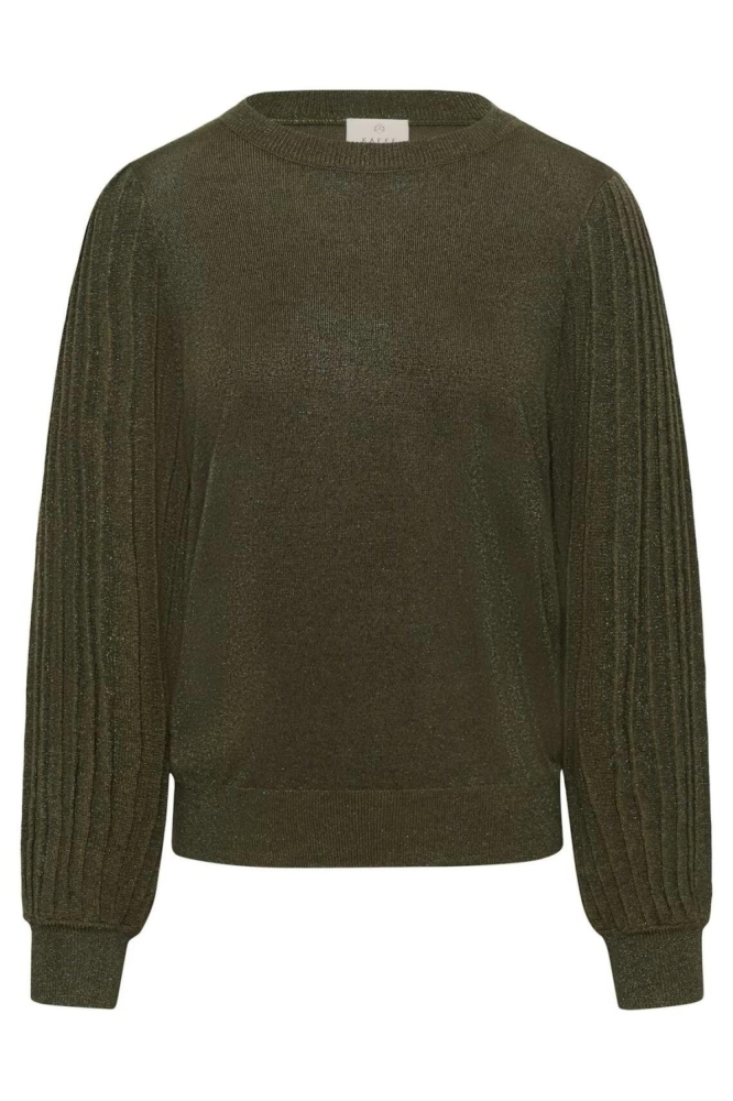 Kaffe groene dames trui | Vooraanzicht