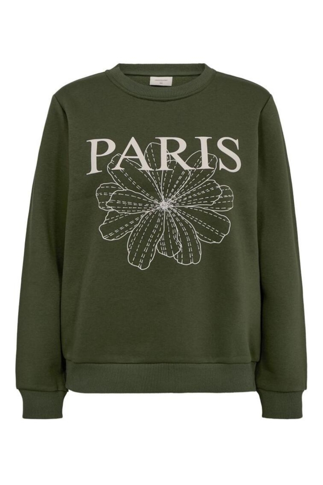 Freequent groene dames sweater | Vooraanzicht