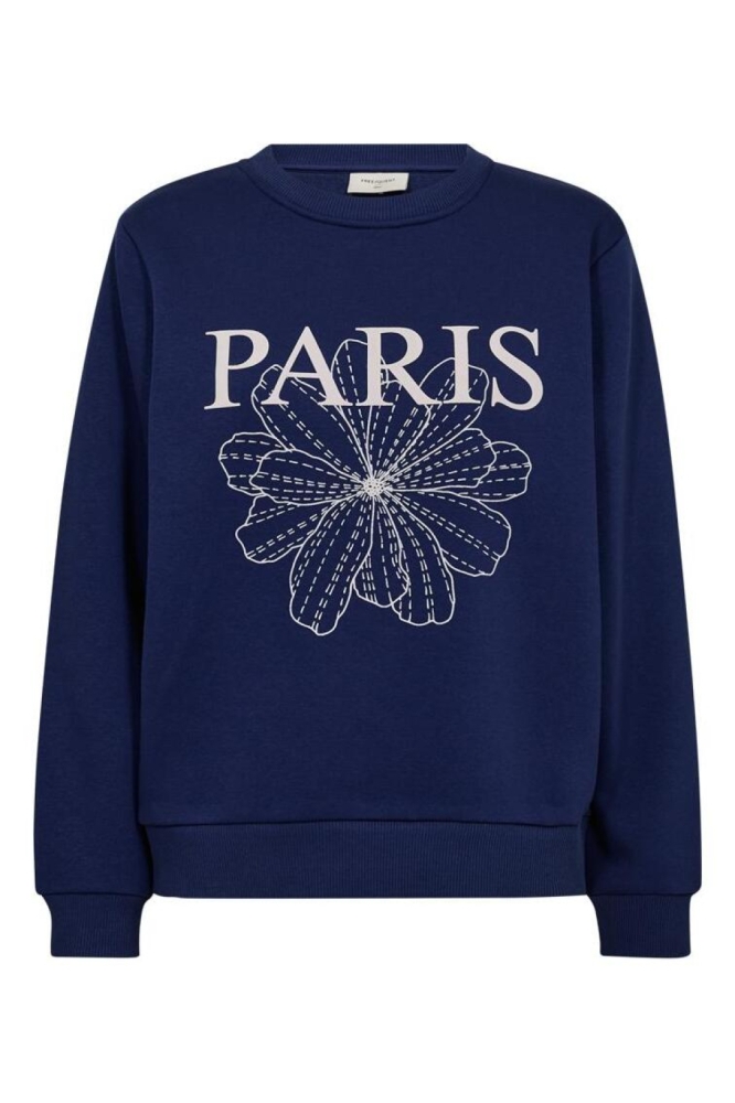 Freequent blauwe dames sweater | Vooraanzicht