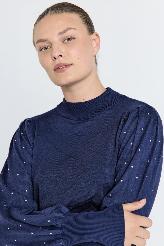 Freequent blauwe dames trui | Close up