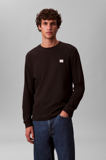 Calvin Klein T-shirt LS WAFFLE BADGE CREW LV040EM217 BLACK