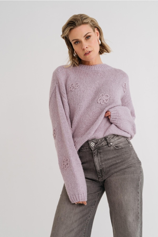 Maicazz paarse dames trui | Model vooraanzicht