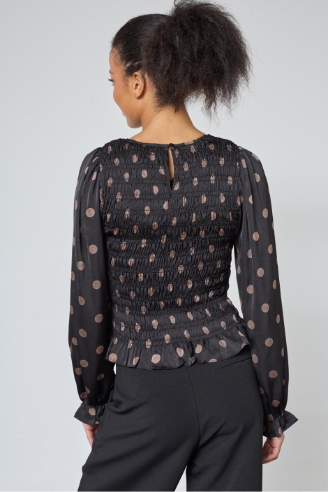 SisterS point zwarte dames blouse | Model achteraanzicht