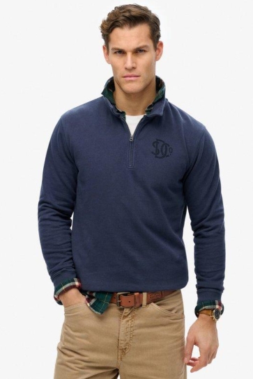 Superdry MERCHANT QUATER ZIP SWEATSHIRT M2013991A LAUREN NAVY