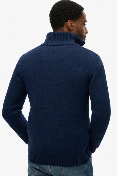 Superdry blauwe heren trui | Model achteraanzicht
