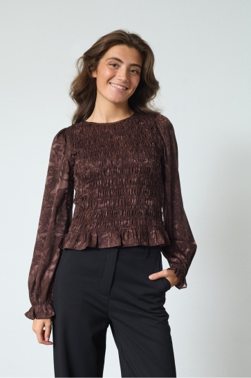 SisterS point Blouse NIX LS16 19530 BROWN FLOWER