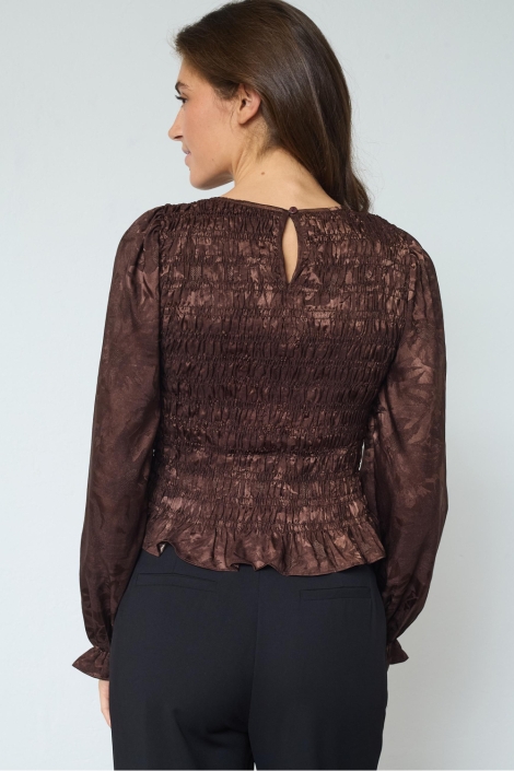 SisterS point bruine dames blouse | Model achteraanzicht