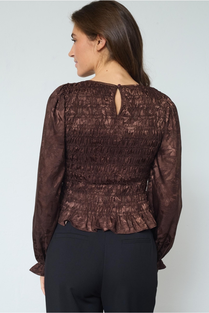 SisterS point bruine dames blouse | Model achteraanzicht