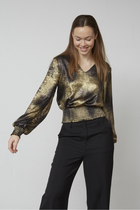 SisterS point gouden dames blouse | Model vooraanzicht