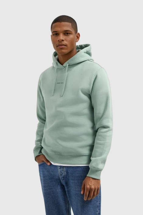 Pure Path groene heren sweater | Model vooraanzicht