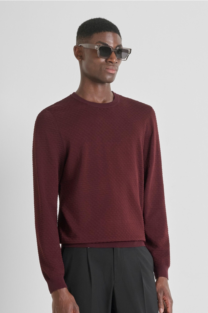 Antony Morato bordeaux heren trui | Model vooraanzicht