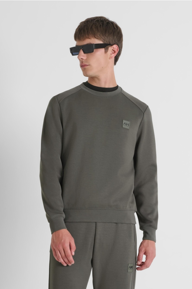 Antony Morato groene heren sweater | Model vooraanzicht