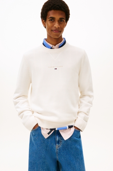 Tommy Jeans Trui TJM SLIM TNL LIONEAR SWEATER DM0DM22352 YBH ANCIENT WHITE