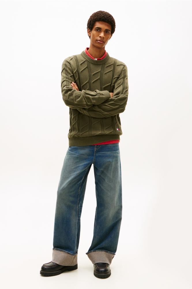 Tommy Jeans groene heren trui | Model