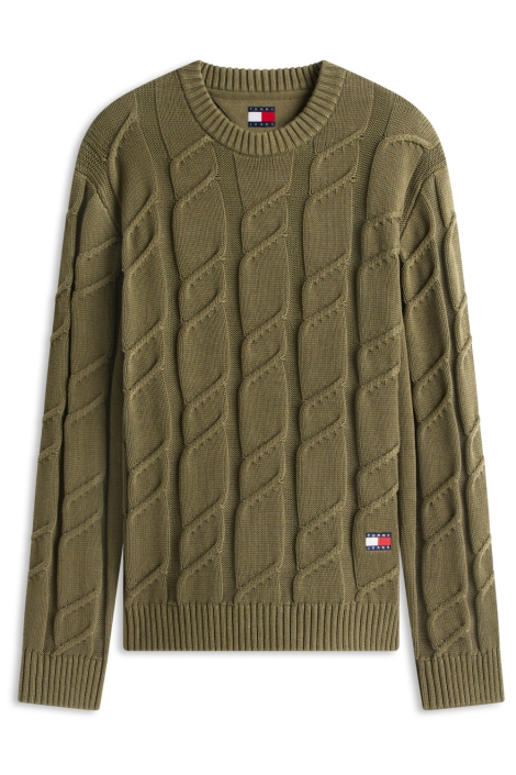 Tommy Jeans groene heren trui | Vooraanzicht