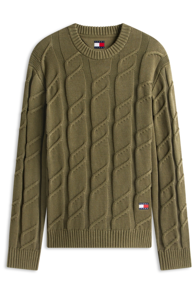 Tommy Jeans groene heren trui | Vooraanzicht