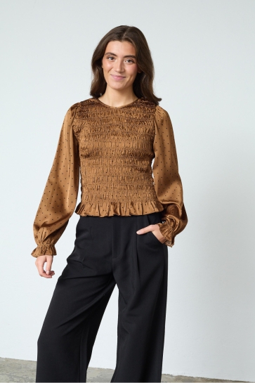 SisterS point Blouse NIX LS10 19190 Cognac/Dot