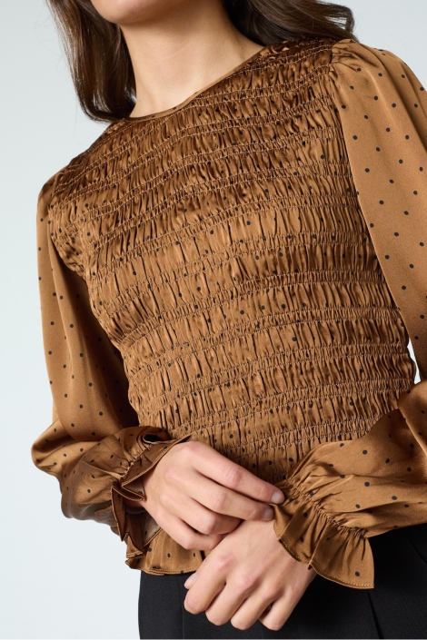 SisterS point cognac dames blouse | Close up