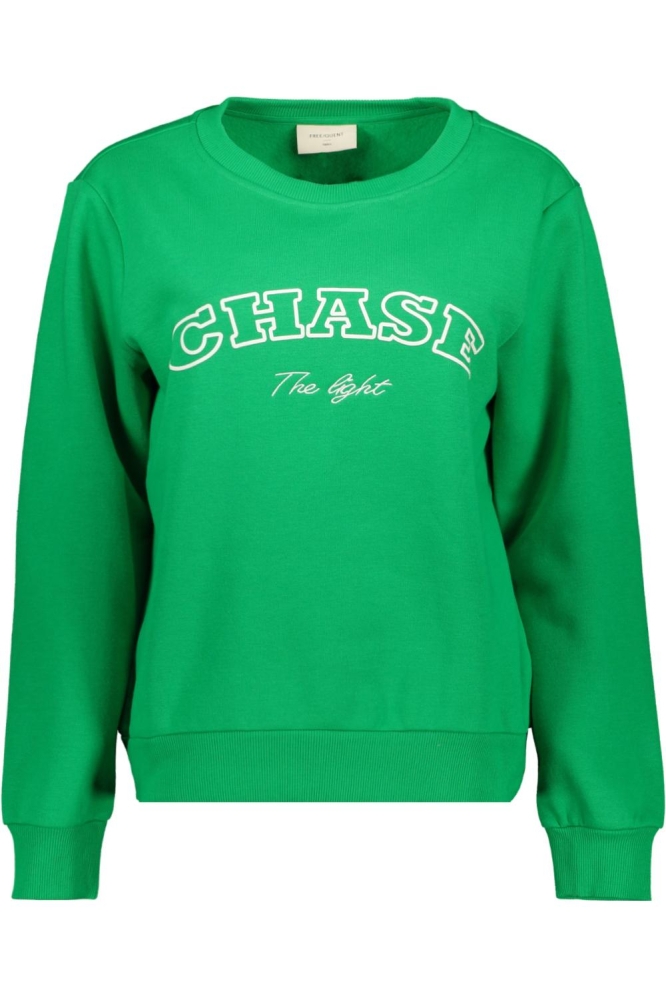 Freequent groene dames sweater | Vooraanzicht
