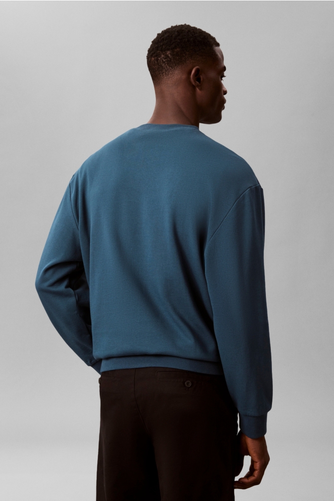 Calvin Klein blauwe heren sweater | Model achteraanzicht