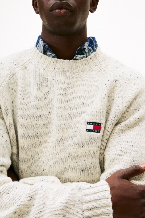 Tommy Jeans grijze heren trui | Close up