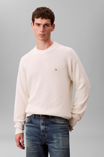 Calvin Klein Trui LS EZ COTTON WAFFLE LV04RD313G TOFU
