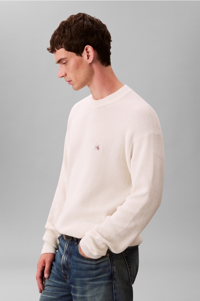 Calvin Klein beige heren sweater | Model zijaanzicht