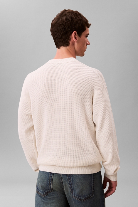 Calvin Klein beige heren sweater | Model achteraanzicht