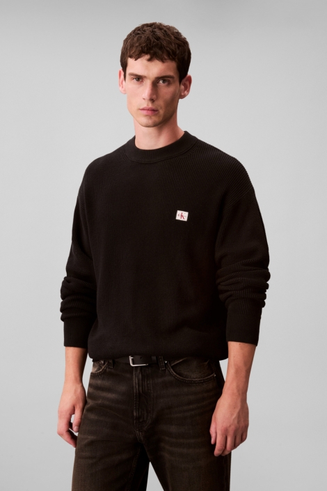 Calvin Klein zwarte heren sweater | Model vooraanzicht