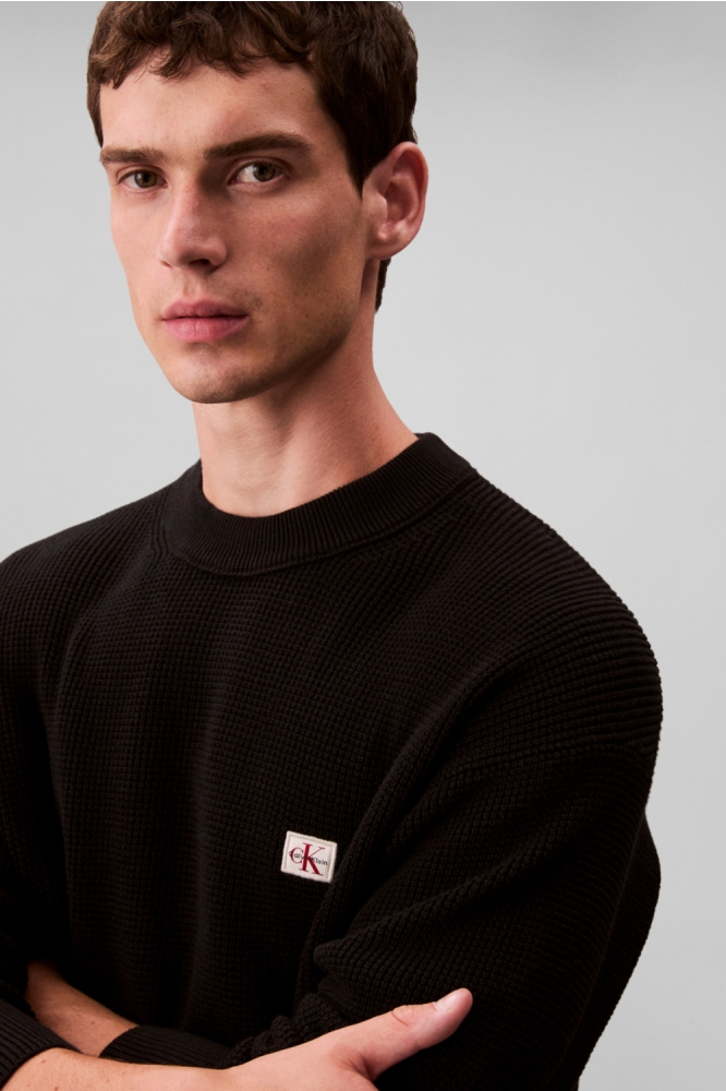 Calvin Klein zwarte heren trui | Close up
