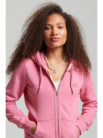 Superdry Vest VINTAGE LOGO EMB ZIPHOOD W2011869A BLOSSEM PINK MARL