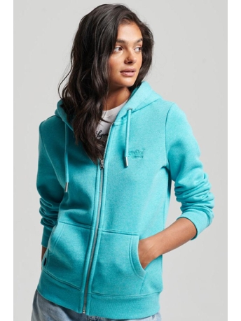 Superdry Vest VINTAGE LOGO EMB ZIPHOOD W2011869A AQUA SHORE MARL