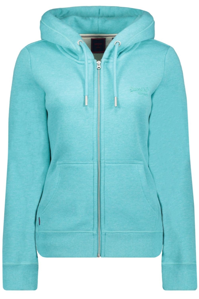 VINTAGE LOGO EMB ZIPHOOD W2011869A AQUA SHORE MARL