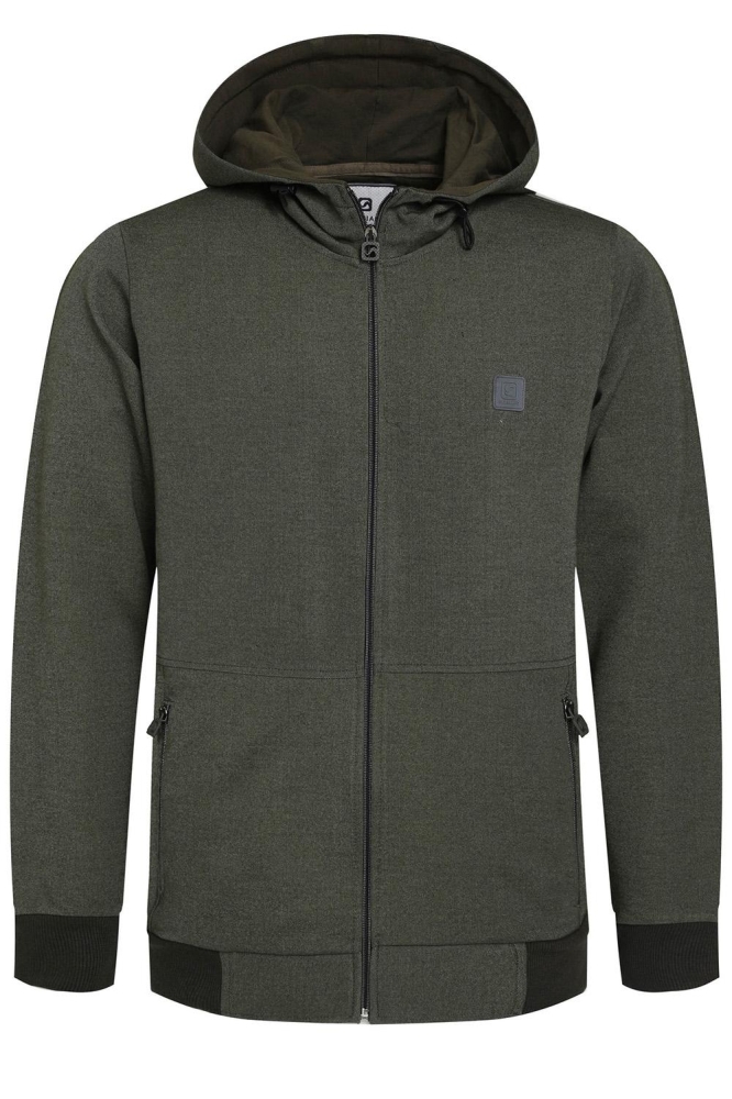 INTERLOCK VEST MET RITS EN CAPUCHON 423739 545 leaf green