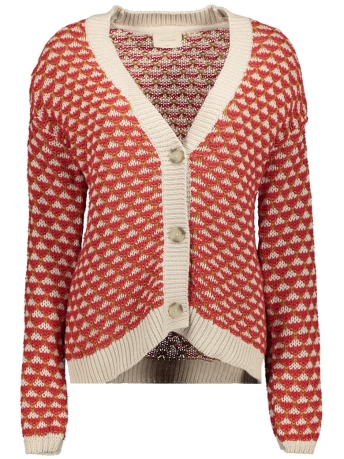 Freequent Vest FQFLIPPY CARDIGAN 202277 MOONBEAM W ROCOCCO RED