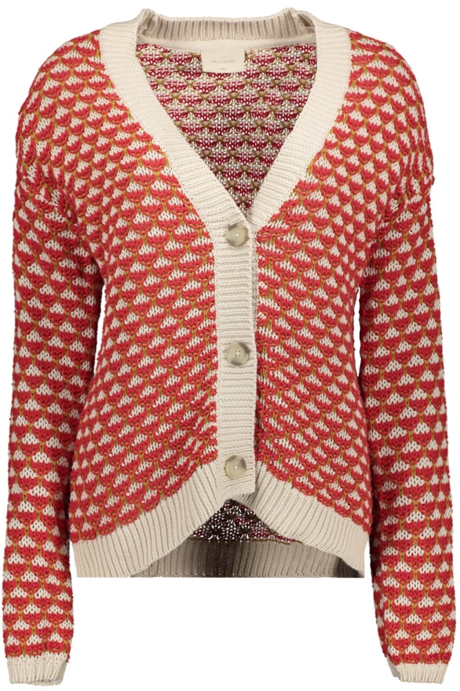 FQFLIPPY CARDIGAN 202277 MOONBEAM W ROCOCCO RED