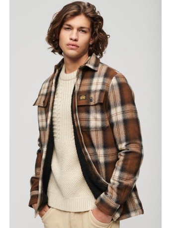 Superdry Overhemd WOOL MILLER OVERSHIRT M4010720A 9YZ RODERICK CHECK BROWN