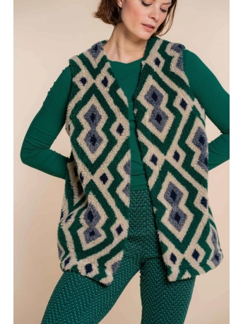 Geisha Vest TEDDY GILET MT PRINT 34601 20 000720 SAND GREEN COMBI