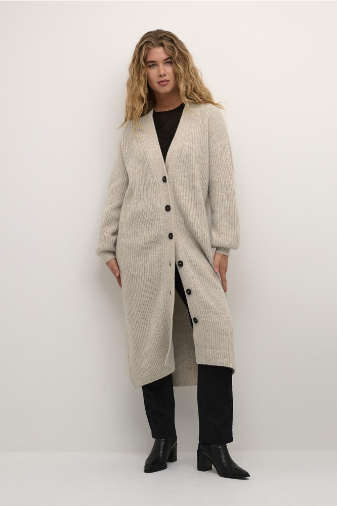 KAJOSIE LONG CARDIGAN 10507916 103245 SAND MELANGE