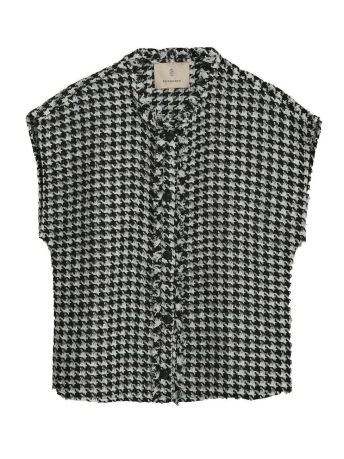 Peppercorn Vest RUTH CAP SLEEVE VEST PC7634 9000C BLACK CHECKED