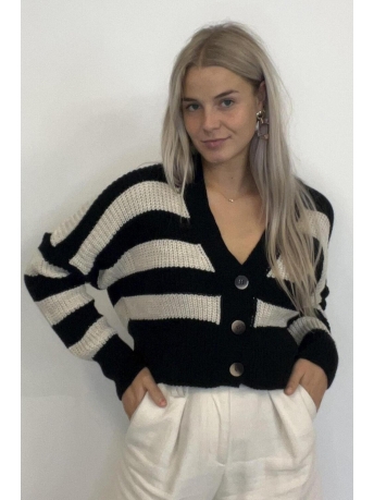 Soul Touch Vest KORT VESTJE STREEP 18022 BLACK