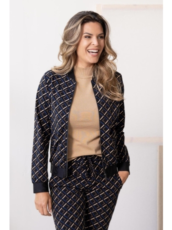 Zoso Blazer ZOE PRINTED TRAVEL JACKET 235 0143 BLACK/BLUE/BROWN