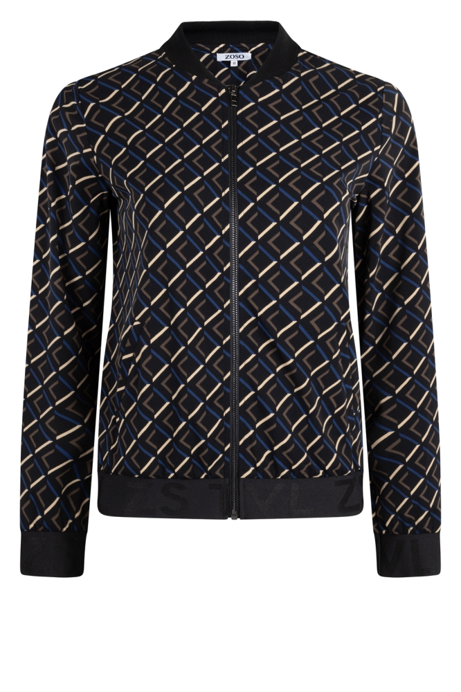 ZOE PRINTED TRAVEL JACKET 235 0143 BLACK/BLUE/BROWN
